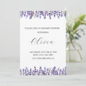 Waterverf Lavendel Flower Baby shower Invitation Save The Date (Staand voorkant)