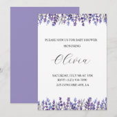 Waterverf Lavendel Flower Baby shower Invitation Save The Date (Voorkant / Achterkant)
