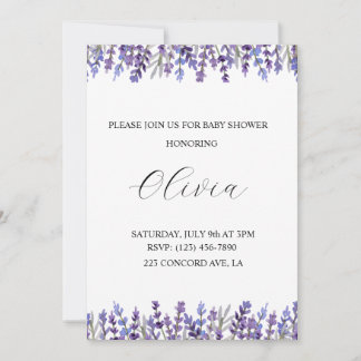 Waterverf Lavendel Flower Baby shower Invitation Save The Date