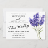 Waterverf Lavendel Flowers, Elegant Bruiloft Kaart (Voorkant)