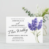 Waterverf Lavendel Flowers, Elegant Bruiloft Kaart (Staand voorkant)