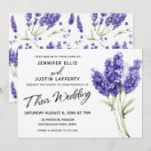 Waterverf Lavendel Flowers, Elegant Bruiloft Kaart (Voorkant / Achterkant)