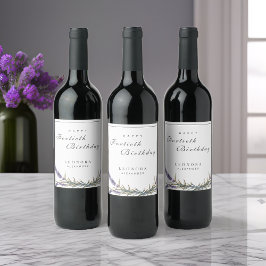 Waterverf Lavendel Flowers ELKE mijlpaal Verjaarda Wijn Etiket