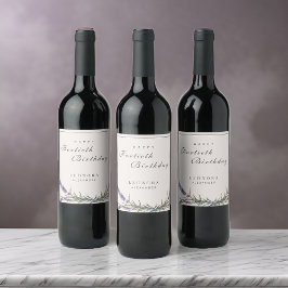 Waterverf Lavendel Flowers ELKE mijlpaal Verjaarda Wijn Etiket