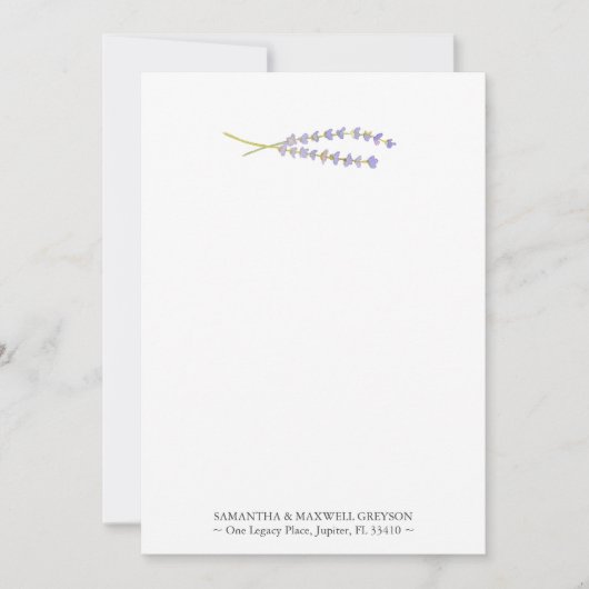 Waterverf Lavendel Gepersonaliseerde Notecards Notitiekaartje (Voorkant)