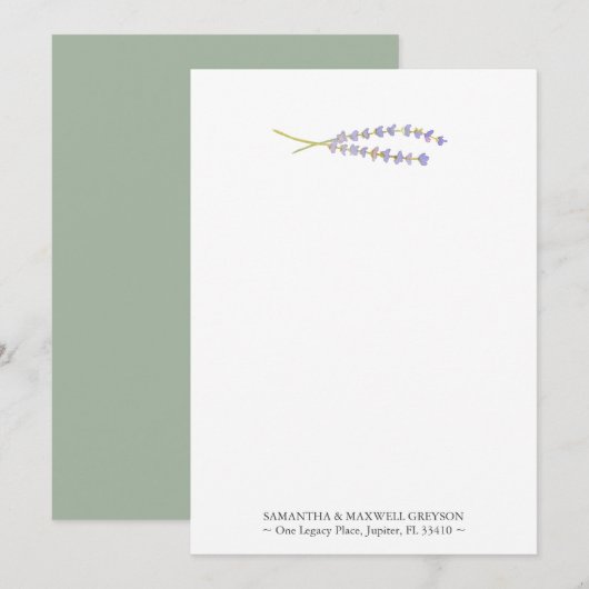 Waterverf Lavendel Gepersonaliseerde Notecards Notitiekaartje (Voorkant / Achterkant)