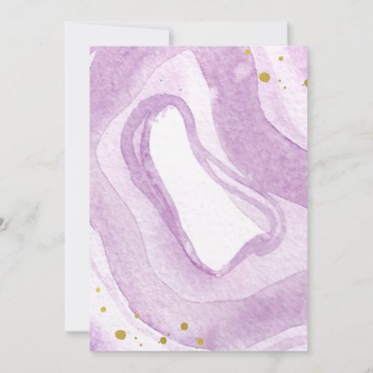 Waterverf Lavendel Gold Geode Huwelijksuitnodiging Kaart (Achterkant)