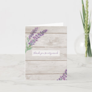 Waterverf Lavendel & Hout Bedankt Blank Kaart