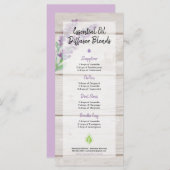 Waterverf lavendel & hout Essential Oil Blend Programmakaart (Voorkant / Achterkant)