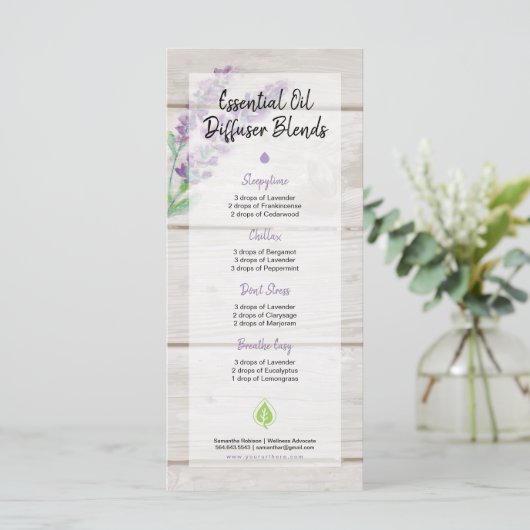Waterverf lavendel & hout Essential Oil Blend Programmakaart (Staand voorkant)