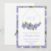 Waterverf Lavendel Hydrangea 70e verjaardag Kaart (Voorkant / Achterkant)