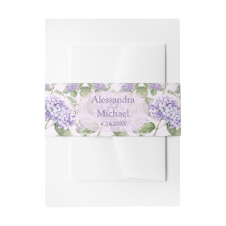Waterverf Lavendel Hydrangea Bloemen Bruiloft Uitnodigingen Wikkel