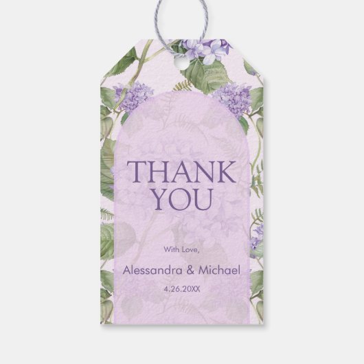 Waterverf Lavendel Hydrangea bruiloft dank u Cadeaulabel (Achterkant)