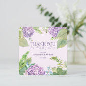 Waterverf Lavendel Hydrangea bruiloft dank u Kaart (Staand voorkant)