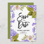 Waterverf Lavendel Hydrangea Floral QR Code Save The Date (Voorkant / Achterkant)
