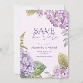Waterverf Lavendel Hydrangea Save The Date Kaart