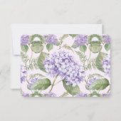 Waterverf Lavendel Hydrangea Varen BladerenBruilof RSVP Kaartje (Achterkant)