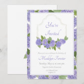 Waterverf Lavendel Hydrangea Verjaardag Kaart (Voorkant / Achterkant)