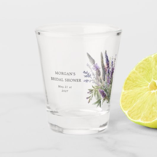 Waterverf Lavendel Koninklijke Bruidsdouche Shot Glas (Voorkant)