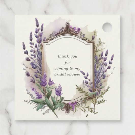 Waterverf Lavendel Koninklijke Bruidsfeest Bedankjes Labels (Achterkant)