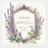 Waterverf Lavendel Koninklijke Bruidsontbijt Vierkante Sticker (Voorkant)