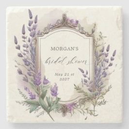 Waterverf Lavendel Koninklijke Bruidsuitnodiging Stenen Onderzetter