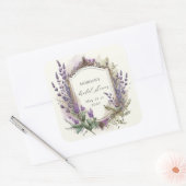 Waterverf Lavendel Koninklijke Bruidsuitnodiging Vierkante Sticker (Envelop)