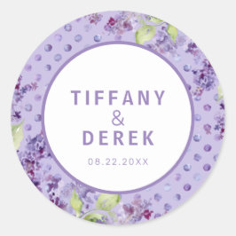 Waterverf Lavendel Lila bruiloft Ronde Sticker