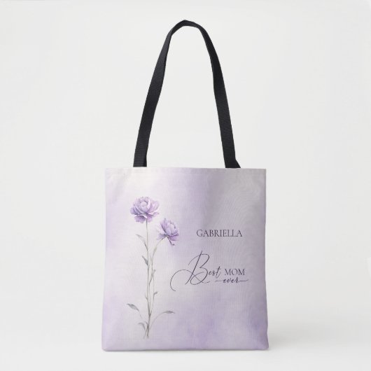 Waterverf Lavendel Meadow Wildflower Beste Mam Tote Bag (Voorkant)
