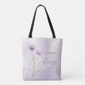 Waterverf Lavendel Meadow Wildflower Beste Mam Tote Bag (Achterkant)