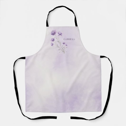 Waterverf Lavendel Meadow Wildflower Moederdag Schort (Voorkant)
