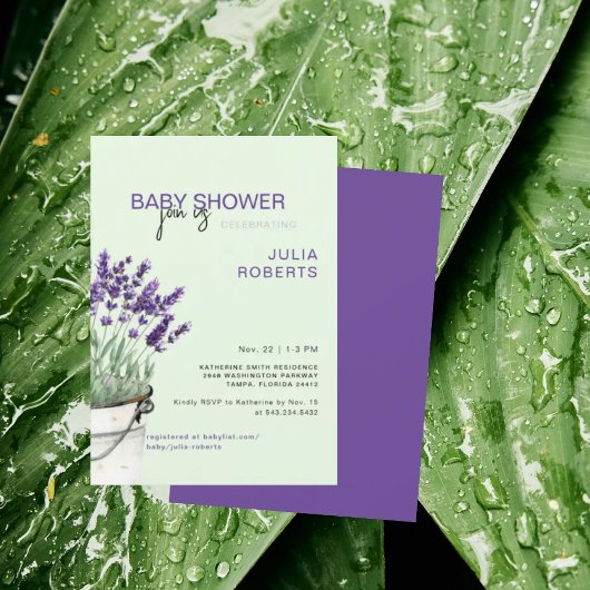 Waterverf Lavendel & Mint Baby shower Kaart
