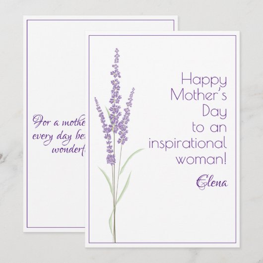 Waterverf lavendel moederdag feestdagenkaart (Voorkant / Achterkant)