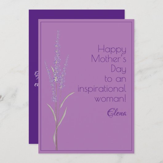 Waterverf lavendel moederdag feestdagenkaart (Voorkant / Achterkant)