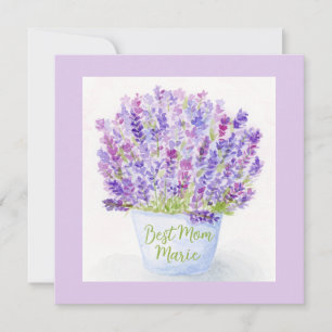 Waterverf Lavendel Moederdag Plat Wenskaart Kaart