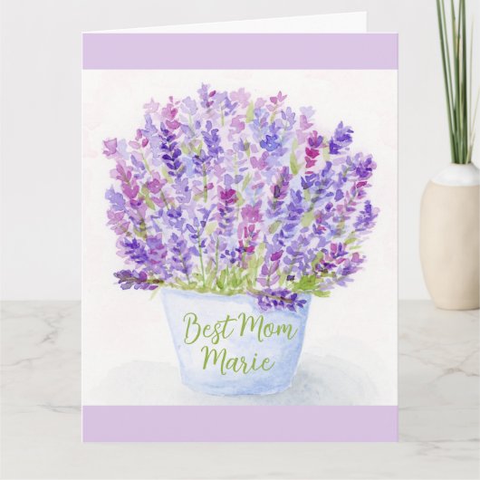 Waterverf Lavendel Moederdag Wenskaart Kaart (Voorkant)