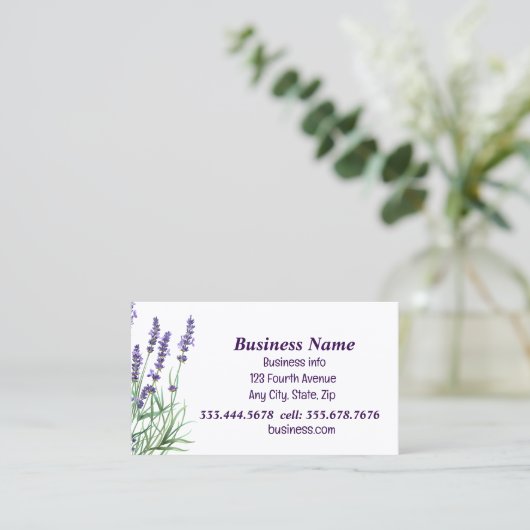 Waterverf lavendel Paarse lavendelbloemen Visitekaartje (Staand voorkant)
