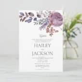 Waterverf lavendel paarse roze bloemenbruiloft kaart (Staand voorkant)