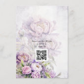 Waterverf Lavendel Peony QR Code Trouwen Informatiekaartje (Achterkant)