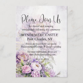 Waterverf Lavendel Peony QR Code Trouwen Informatiekaartje