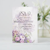 Waterverf Lavendel Peony Wedding RSVP Kaartje (Staand voorkant)