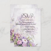 Waterverf Lavendel Peony Wedding RSVP Kaartje (Voorkant / Achterkant)