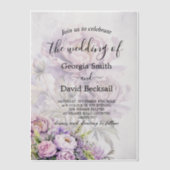 Waterverf Lavendel Peony Wedding Vellum Uitnodigingen (Voorkant)