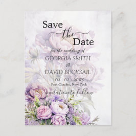 Waterverf Lavendel Pioen Save the Date Briefkaart