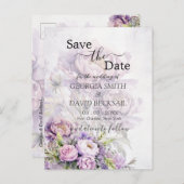 Waterverf Lavendel Pioen Save the Date Briefkaart (Voorkant / Achterkant)