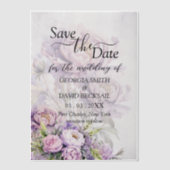 Waterverf Lavendel Pioenbruiloft Save the Date Vellum Uitnodigingen (Voorkant)