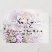 Waterverf Lavendel pioenroos bruiloft Dank u Bedankkaart (Voorkant / Achterkant)