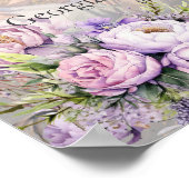 Waterverf Lavendel pioenroos bruiloft welkomstfoto Poster (Hoek)