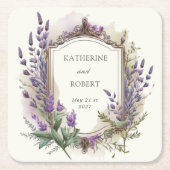 Waterverf Lavendel Regal Monogram Bruiloft Kartonnen Onderzetters (Voorkant)
