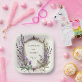 Waterverf Lavendel Regal Monogram Bruiloft Papieren Bordje (Feest)